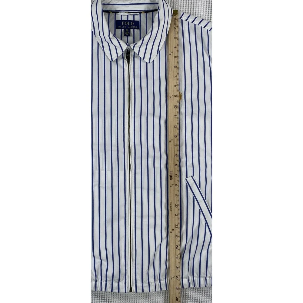 Polo Ralph Lauren Bayport Poplin Jacket Men's XXL White Blue Striped Polo Crest